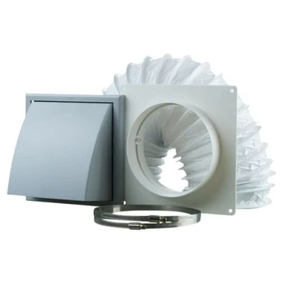 Image of 125 mm Tumble Dryer Cooker Hood Extractor Fan Wall Duct Kit with Cowled External Shutter Vent 5 inch Grey