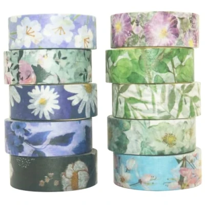 Image of YUBBAEX Washi Tape Set Decorative Craft Supplies for DIY, Bullet Journal, Craft, Gift Wrapping, Scrapbooking (Cold Tone)