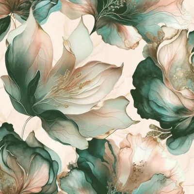 Image of Muriva Elysian Floral Coral Teal Wallpaper 212505