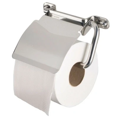 Image of Haceka Toilet roll Holder IXI with lid Brillant, Stainless Steel, Silver, 15 x 9 cm