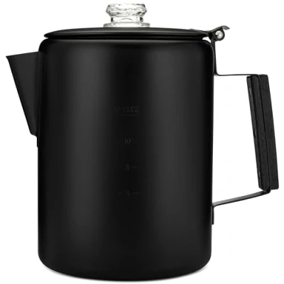 Image of COLETTI Black Bozeman Percolator Coffee Pot — Camping Pot, America’s Sleekest Pure Stainless Steel, NO Aluminum or Plastic (12 Cup)