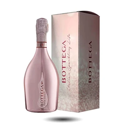 Image of Bottega Pink Gold Prosecco Rose DOC Brut Sparkling Wine with Gift Box 750 ml