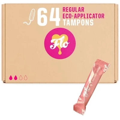 Image of FLO Organic Cotton Applicator Tampon Mega Reg Pack (64 tampons)