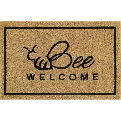 Image of AP Supplies Rubber Backed Coir Door Mat 40cm x 60cm Durable, Non Slip, Eco Friendly, Absorbent for Indoor/Outdoor, Entrance, Floor (BEE WELCOME)
