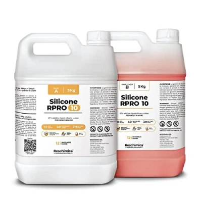 Image of Silicone Rubber 1:1 for Soft Moulds R PRO 10, mould making kit DIY, 100% Safe, Non toxic, liquid, with Platinum catalyst, high tear resistance (10 kg)