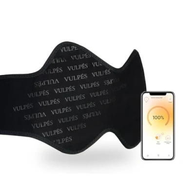 Image of Vulpés HeatBelt Pro for Back, Kidney, and Pelvic Area Smartphone Control Organic Bamboo Material Engineered in Germany (Onyx Black, 80 100 cm 31.5 39.3 inch)