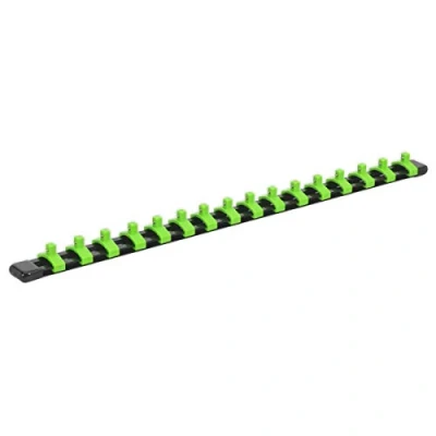 Image of Sealey Premier Socket Retaining Rail with 16 Clips 1/4&quot;Sq Drive Hi Vis Green