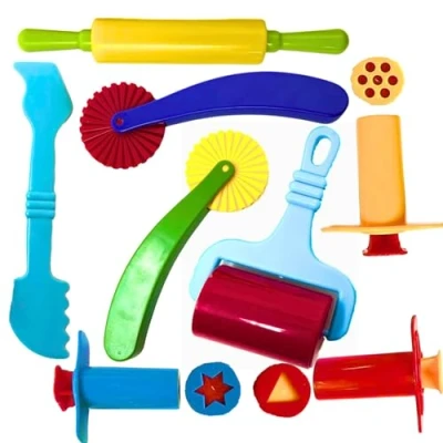Image of Play Doh Cutters And Tools Rolling Pin Extruder Children Dough Set 8 Pack