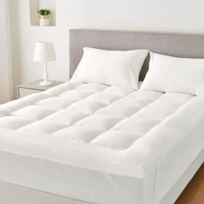 Image of ZZZMRH Small Double Mattress Topper 10 cm Extra Thick Deep Soft Heavy Fill Box Stitched Microfibre Cover with Elasticized Corner Strap Bed 122x190+10cm