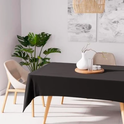 Image of Soleil D&#039;ocre ALIX Tablecloth Rectangular Stain Resistant 140 x 300 cm Black