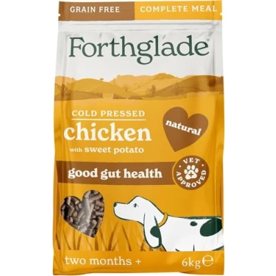 Image of Forthglade Dry Dog Food, Cold Pressed, (6kg Resealable Bag) Chicken with Vegetables, Hypoallergenic Grain Free Complete Meal, Natural Puppy, Adult and Senior Food for Good Gut Health