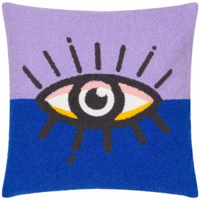 Image of Heya Home All Eyes On You Boucle Cushion Cover Blue Size 45 cm x
