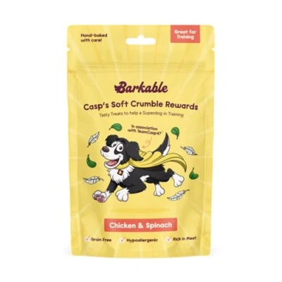Image of Casper&#039;s Soft Crumble Rewards Training Treats for Dogs Grain Free, Chicken &amp; Spinach Flavour, Hypoallergenic, Gluten Ideal Good Behavior Made With Natural Ingredients