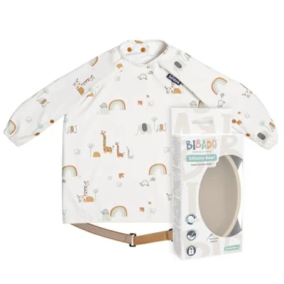 Image of BIBaDO Silicone Baby Bowl (Fawn) Stay Put Suction Oval Shape First Meals &amp; Snacks Durable, Dishwasher Microwave Safe, BPA Free Medical Grade Essentials 6 Months to 3 Years