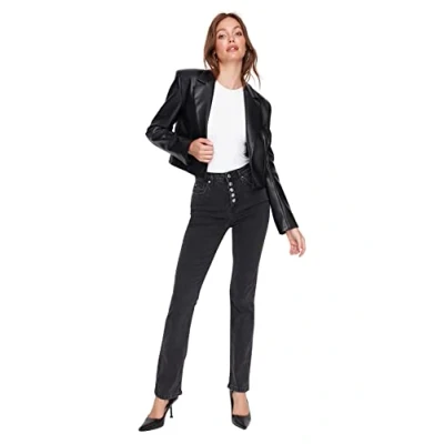 Image of Trendyol Women&#039;s Woman Flare Jeans, Black, 40