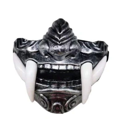 Image of Prajna Devil Half Face Mask Halloween Prop Hannya Noh Kabuki Demon Oni Samurai Cosplay (Silver)