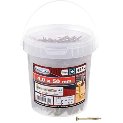 Image of CONNEX B30043 Uni Screws in Bucket 4,0x50 a425, Multicoloured, 4,0 x 50 mm (425 Stück)