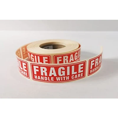 Image of Wrayson Fragile Labels Handle with Care Semi Gloss 500 per Roll (76x25mm 3x1.5&quot;)