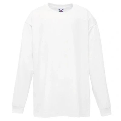 Image of Fruit of the Loom Childrens Valueweight Long Sleeve T Shirt Colours. White 104 cm