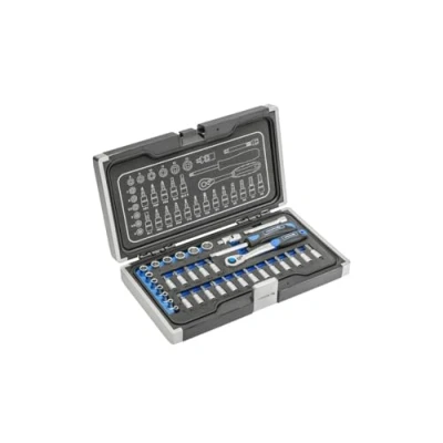 Image of Högert Technik Tool Set I Socket Spanner, Bits and Equipment 1/4 Inch Alloy Chrome Vanadium Steel Drop Forged Ratchet Mechanism with 72 Pawls HT1R464 34 Pieces