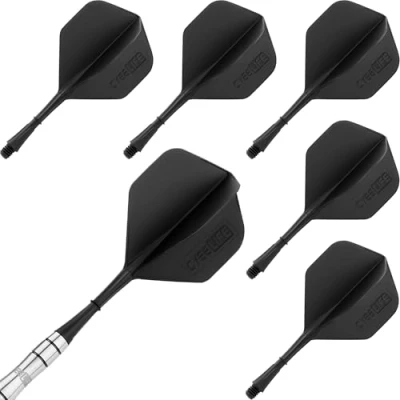 Image of CyeeLife Molded Dart Flights and shafts 6pcs 2BA Integrated accessory,CF01 Black S