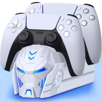 Image of ALEEMTRY PS5 Controller Charger, Charging Docking Station with 2 3H Fast Charger/Unique Look/LED Light Indicator for Playstation 5 Controller, Dock Dualsense/Edge