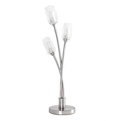 Image of LITECRAFT Macti Decorative 3 Light Table Lamp Cut Glass Shade in Satin Nickel