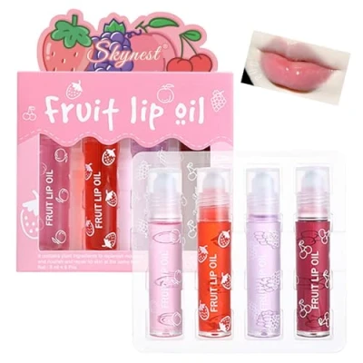 Image of Girls Roll On Lip Gloss Set with Case, 4 Pcs Glossy Make up for Kids and Teens Fruity Flavors, Kid Friendly, Party Gift, Best Friends