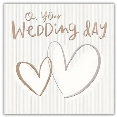 Image of Wedding Day Congratulations Card Special Finishes Contemporary Love Hearts Design Made in the UK Eco Friendly