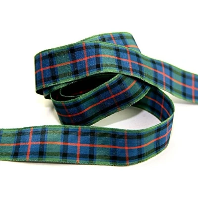 Image of Berisfords Woven Tartan Ribbon 7mm wide Flower of Scotland 25 metre roll