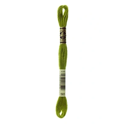 Image of DMC 117 581 Six Stranded Cotton Embroidery Floss, Moss Green, 8.7 Yard