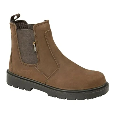 Image of Grafters Safety Dealer Boot Toe Cap &amp; Steel Midsole Ankle Boots Brown, Mens UK 3/EU 37