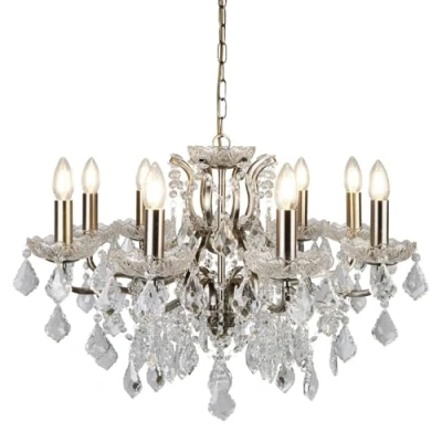 Image of Paris 8 Light Chandelier Antique Brass Finish, E14
