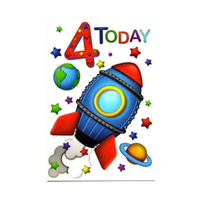 Image of Birthday Card for Four (4) Year Old Boy Free 1st Class Post (UK)