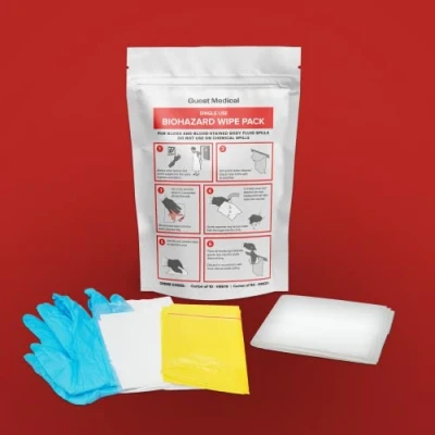 Image of Biohazard Wipe Pack, Spill Blood Kit, Single Use (1 Spill)