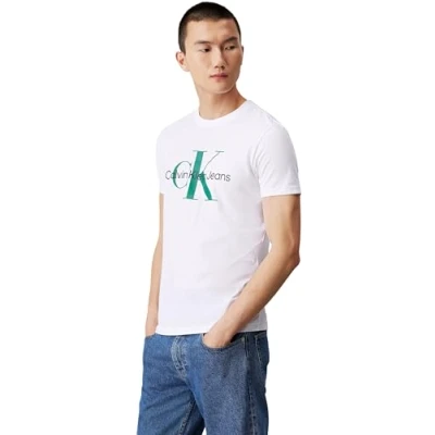 Image of Calvin Klein Jeans Seasonal Monologo TEE Print Tshirt, Men&#039;s, Size: 6XL, Bright white