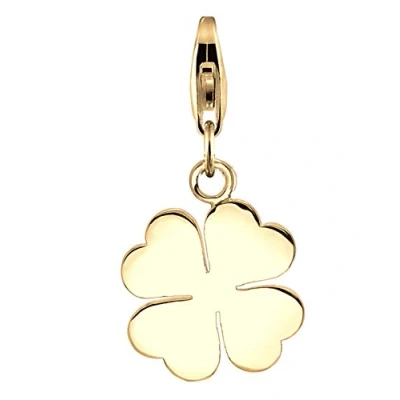 Image of Nenalina Golden Clover Leaf Carabiner Charm Pendant for Bracelet 925 Sterling Silver
