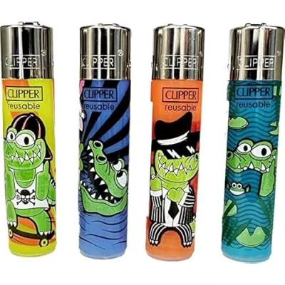 Image of 4 x Clipper Lighters Set, Lighter, Lighter Refillable Diffrent New Desing Availble (Finger Up Animal) (No Fuel)