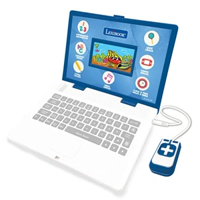 Image of Lexibook JC798i2 Educational and Bilingual Laptop Spanish/English Toy for Child Kid (Boys &amp; Girls) 130 Activities, Learn Play Games Music Blue