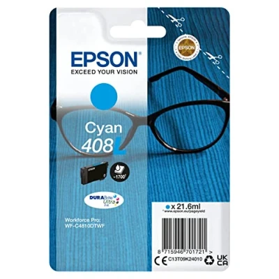 Image of Epson Genuine Ink Singlepack High Yield Cyan 408 XL DURABrite Ultra