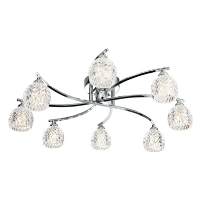 Image of Maple 8 Light Flush Chrome, Moulded Clear Glass, G9