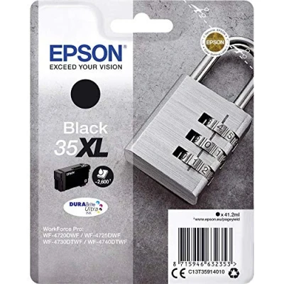 Image of Epson 35XL Black Padlock High Yield Genuine Ink, Claria Photo HD Ink Cartridge