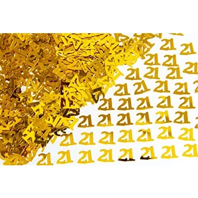 Image of 56g Gold 21st Birthday Confetti Foil Metallic Glitz Table Scatter Sprinkles Age Bday Party Decorations