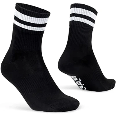 Image of GripGrab Original Stripes 70s Retro Crew Style Summer Cycling Tube Socks Breathable Coolmax Performance Bicycle Sports
