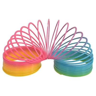 Image of Magic Rainbow Spring Coil 10cm x Fun Colourful Stretchy Bouncing Fidget Toy Ideal for Kids Parties Gifts Party Bags Prizes, Perfect Sensory Toys Autistic Children (10cm 1 Pack)