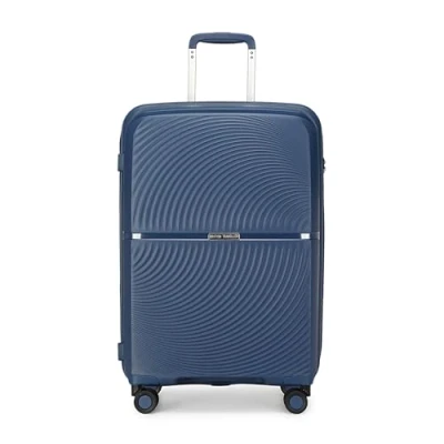 Image of British Traveller 20&quot; Suitcase Lightweight PP Hard Shell Trolley, Fashion Travel Carry on Hand Luggage Cabin Size, TSA Lock Check in Case with 4 Spinner Wheels (Navy)