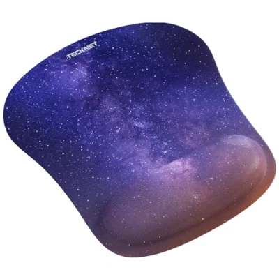 Image of TECKNET Mouse Mat with Memory Foam Rest Non Slip Rubber Base Special Textured Water Resistant Surface Starry Sky