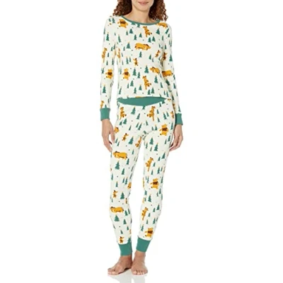 Image of Amazon Essentials Disney Marvel Star Wars Women&#039;s Snug Fit Cotton Pyjama Sleepwear Sets, Pooh Holiday Forest Womens Fit, XXL