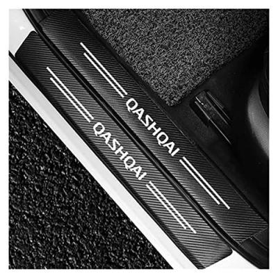 Image of CWWHY Car Door Sill Protector for NIS san Qashqai J10 J11 J12 2012 2013 2015 2016 2017 2018 2019 2020 2021 4PCS Scuff Plate Carbon Fiber Stickers Accessories, Black