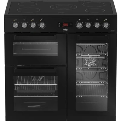 Image of Beko KDVC90K 90cm Electric Range Cooker with Ceramic Hob Black A/A Rated